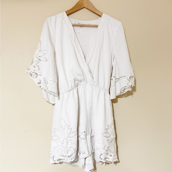 Lovers + Friends Brixton Romper White Eyelet Lace Boho small - Picture 4 of 9